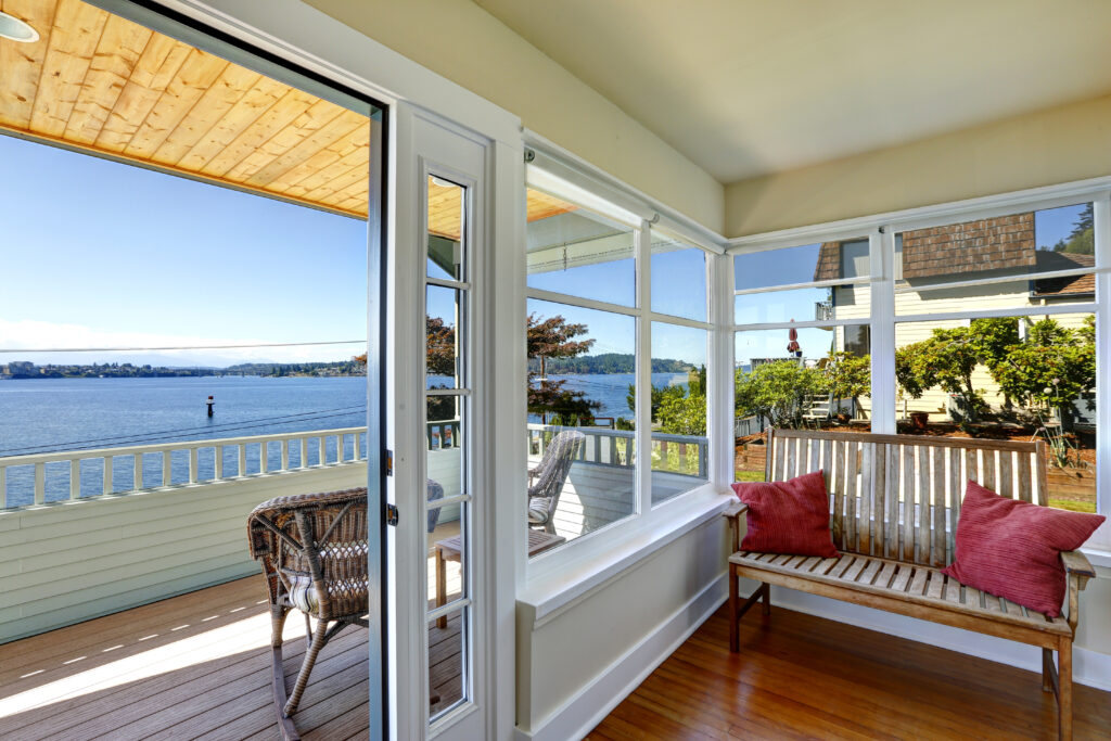 Sun room and walkout deck.